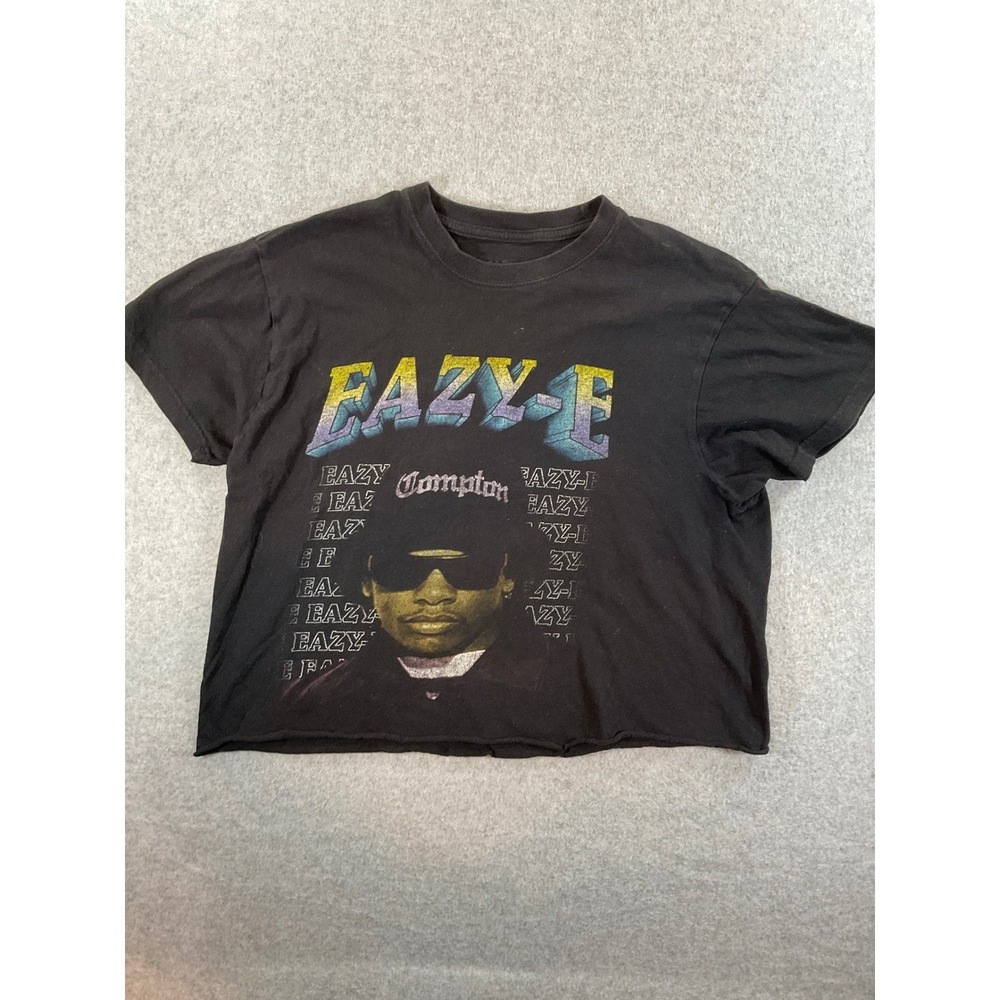 Eazy-E Compton Graphic Crop Top Black Womens Large Hip Hop Streetwear NWA #559